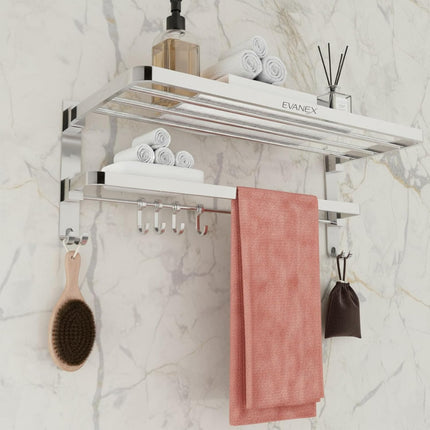 Evanex Bathroom Foldable Shelves (Chrome Finish-24 Inch) | 304 Stainless Steel