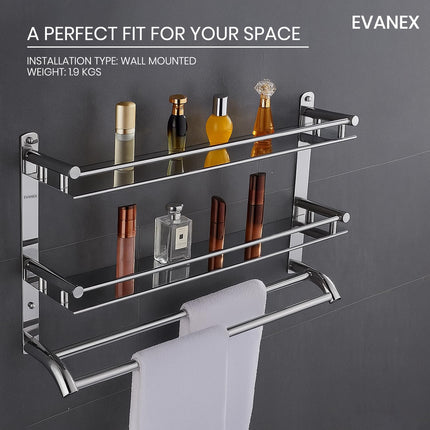 Evanex 2 Layer Bathroom Shelves | 304 Stainless Steel