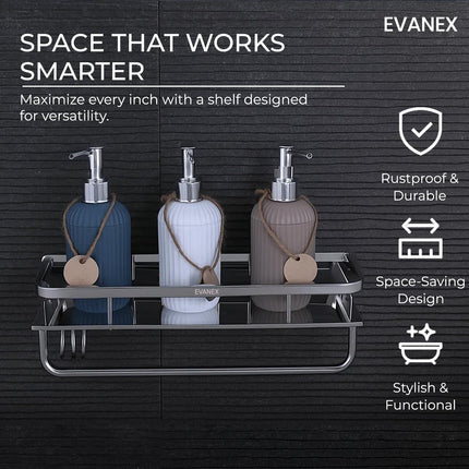 Evanex Bathroom Shelf Multipurpose Wall Mounted Shelves (5x15 Inch)