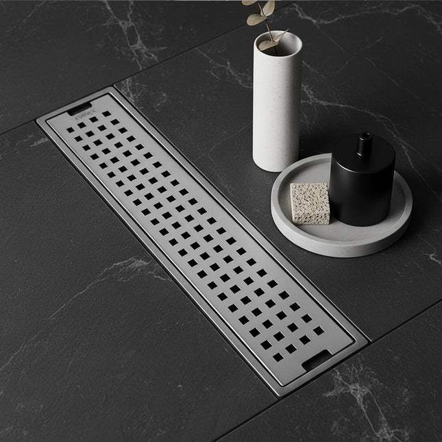 Sliver-Matt Shower Water Drain Channel with Cockroach Trap (24X4 Inches)