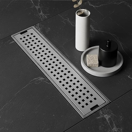 Sliver-Matt Shower Water Drain Channel with Cockroach Trap (18X4 Inches)