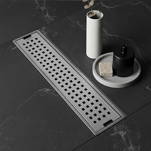 Sliver-Matt Shower Water Drain Channel with Cockroach Trap (18X4 Inches)