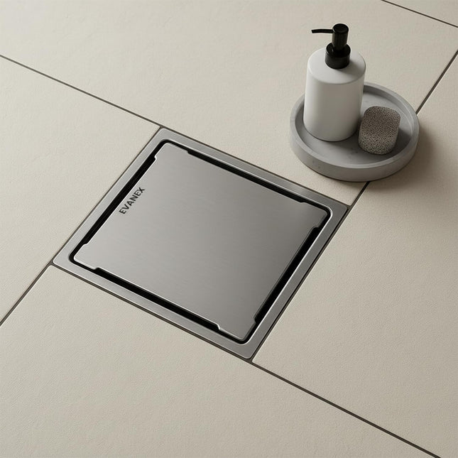 Sliver-Matt  Square Floor Drainer with Cockroach Trap (6X6 Inches)