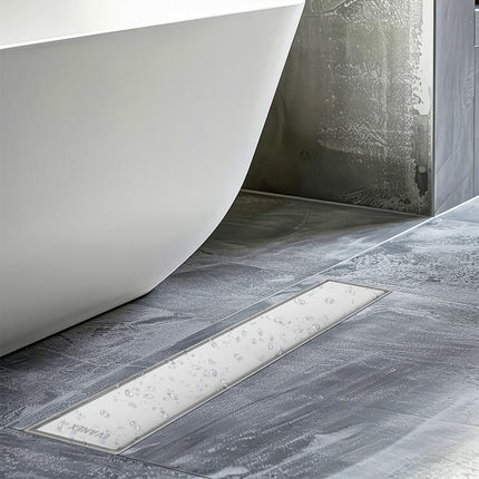 Sliver-Matt Tile Insert Shower Water Drain Channel with Cockroach Trap (18X4 Inches)