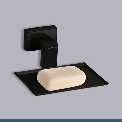 Evanex Stainless Steel Black Matt Soap Dish for Bathroom (12.4X12.3X5.4 CM)