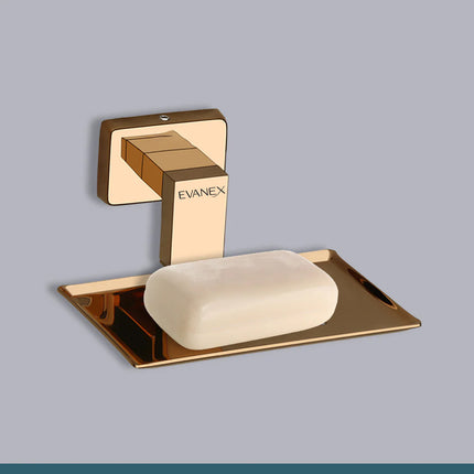Evanex Stainless Steel Rose Gold Soap Dish Holder for Bathroom (12.4X12.3X5.4 CM)
