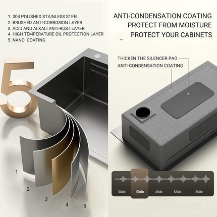 Waterfall Smart Kitchen Sink (37 x 18 x 9 Inches) | Double Bowl Heavy Stainless Steel Sink