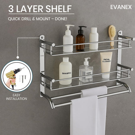 Evanex 2 Layer Bathroom Shelves | 304 Stainless Steel