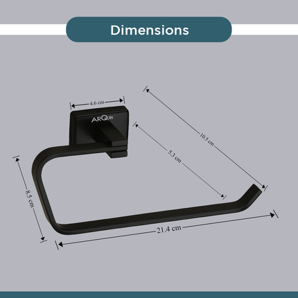 Evanex Stainless Steel Black Matt Napkin Ring/ Holder for Bathroom (21.5X5.2X9.8 CM)