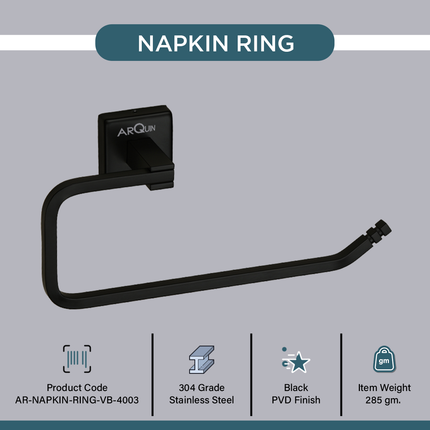 Evanex Stainless Steel Black Matt Napkin Ring for Bathroom (21.4X5.3X10.5 CM)