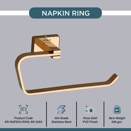 Evanex Stainless Steel Rose Gold Napkin Ring for Bathroom (21.5X5.2X9.8 CM)