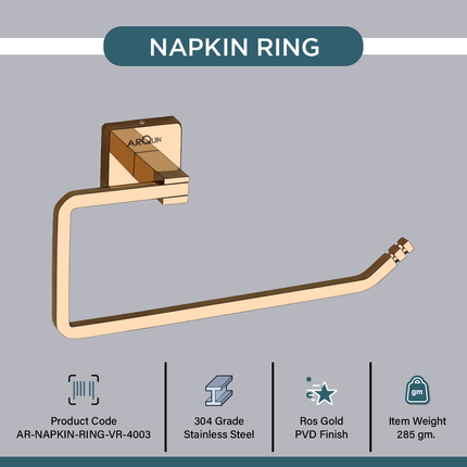 Evanex Stainless Steel Rose Gold Napkin Ring for Bathroom (21.4X5.3X10.5 CM)
