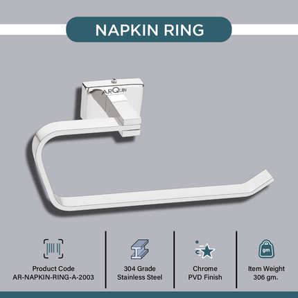 Evanex Stainless Steel Chrome Napkin Ring for Bathroom (21.5X5.2X9.8 CM)