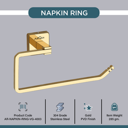 Evanex Stainless Steel Gold Napkin Ring for Bathroom (21.4X5.3X10.5 CM)