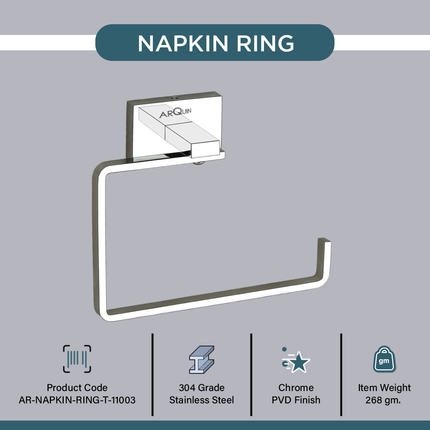 Evanex Stainless Steel Chrome Napkin Ring Holder for Bathroom (16X5X12.5 CM)