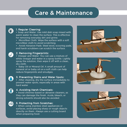 Evanex Stainless Steel Rose Gold Soap Dish & Liquid Soap Dispenser for Bathroom (25.5X15X15.5 CM)