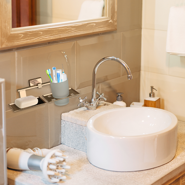 Evanex Stainless Steel Rose Gold Soap Dish & Tumbler Holder for Bathroom(25.8X13X9.5 CM)