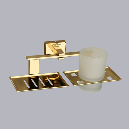 Evanex Stainless Steel Rose Gold Soap Dish & Tumbler Holder for Bathroom(25.8X13X9.5 CM)
