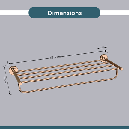Evanex Stainless Steel Rose Gold Towel Rack/Stand for Bathroom (63.5X22X10.5 CM)