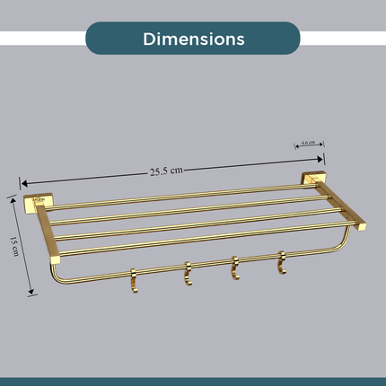 Evanex Stainless Steel Gold Towel Rack/Stand for Bathroom (63.5X21.2X12.5 CM)