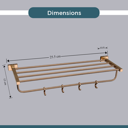 Evanex Stainless Steel Rose Gold Towel Rack for Bathroom (63.5X21.2X12.5 CM)