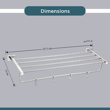 Evanex Stainless Steel Chrome Towel Rack for Bathroom (63.5X21.2X12.5 CM)