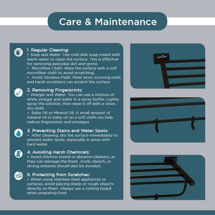 Evanex Stainless Steel Black Matt Towel Rack for Bathroom (63.5X21.2X12.5 CM)