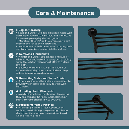 Evanex Stainless Steel Black Matt Towel Rack for Bathroom (63.5X22X10.5 CM)