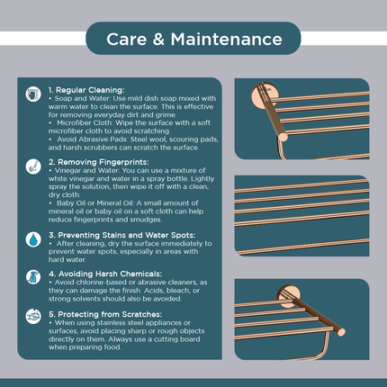 Evanex Stainless Steel Rose Gold Towel Rack/Stand for Bathroom (63.5X22X10.5 CM)