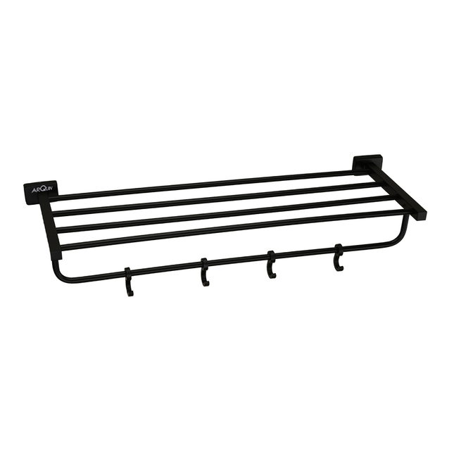 Evanex Stainless Steel Black Matt Towel Rack for Bathroom (63.5X21.2X12.5 CM)