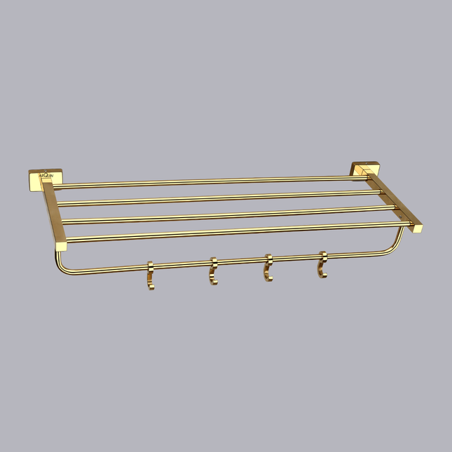 Evanex Stainless Steel Gold Towel Rack/Stand for Bathroom (63.5X21.2X12.5 CM)
