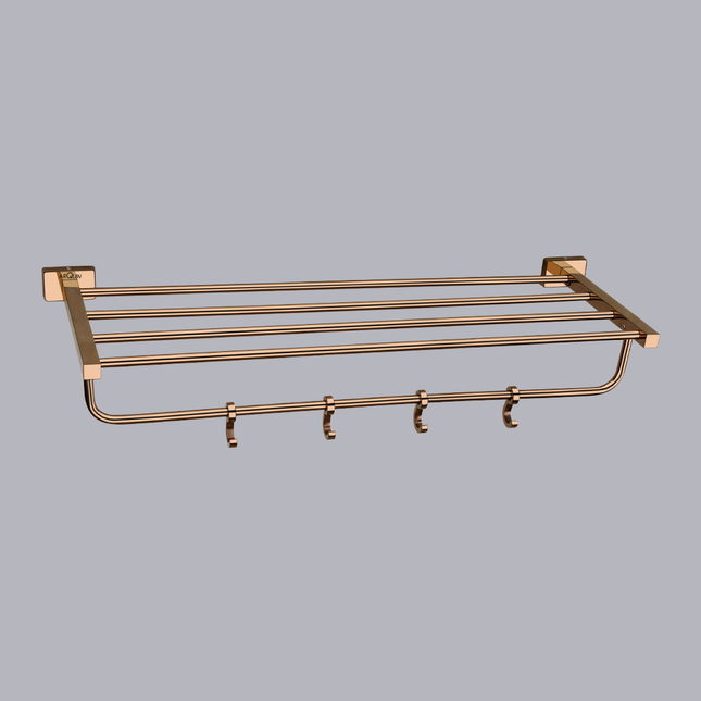 Evanex Stainless Steel Rose Gold Towel Rack for Bathroom (63.5X21.2X12.5 CM)