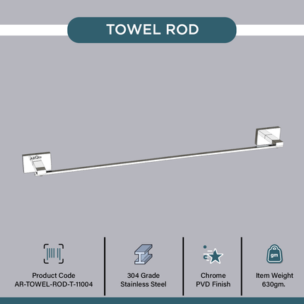 Evanex Stainless Steel Chrome Towel Rod Hanger for Bathroom (61X6X4 CM)