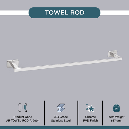 Evanex Stainless Steel Chrome Towel Rod for Bathroom (61X7.2X3.6 CM)