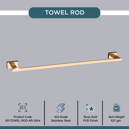 Evanex Stainless Steel Rose Gold Towel Rod/Stand for Bathroom (61X7.2X3.6 CM)
