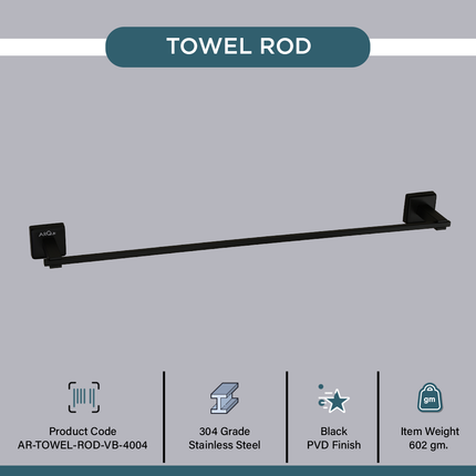 Evanex Stainless Steel Black Matt Towel Rod/Stand for Bathroom (61X7X4.6 CM)