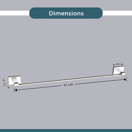 Evanex Stainless Steel Chrome Towel Rod Hanger for Bathroom (61X6X4 CM)