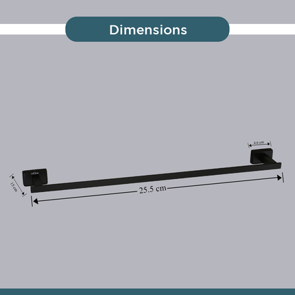 Evanex Stainless Steel Black Matt Towel Rod/Hanger for Bathroom (61X7.2X3.6 CM)