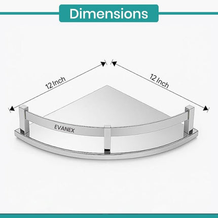 Evanex Bathroom Corner Wall Shelf 12x12 Inch